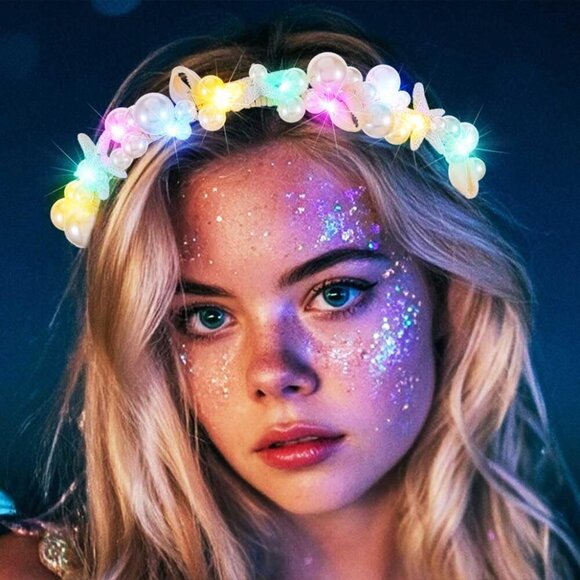 Light Up Pearl Headband LED Starfish Glow Hair Accessories for Women - Picture 3 of 7